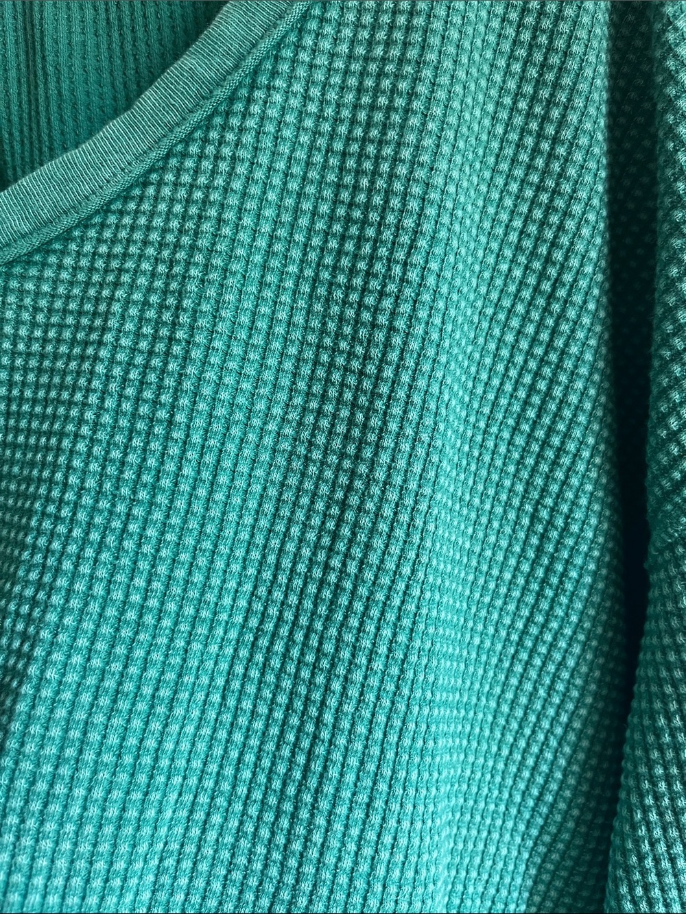 Offline by Aeri Wow! Green Waffle-Knit Long Sleeve Oversized Lounge Tee Sz Med - Picture 11 of 16